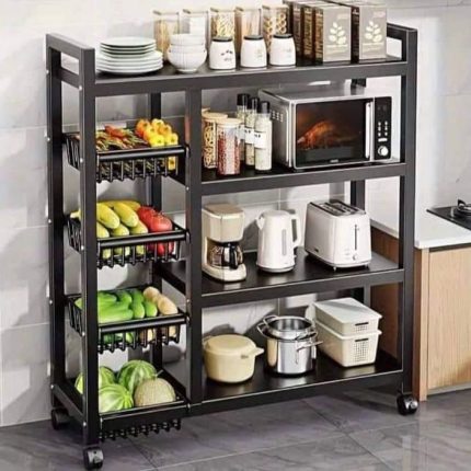 Iron made Movable shelf with basket